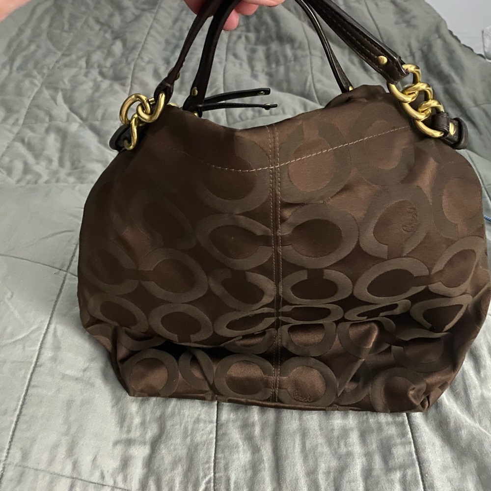Coach Brown and Gold‎ Shoulder Bag with Signature Monogram